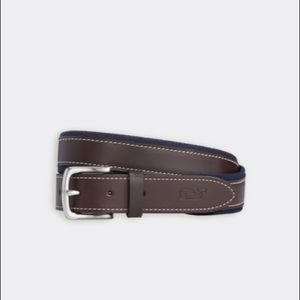 NWOT Vineyard Vines Canvas Trim Leather Belt
